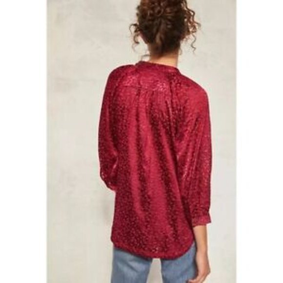 Anthropologie Velvet Burnout‎ Blouse Women M NWT Button-Up 3/4 Sleeve Tunic Top - Picture 15 of 16